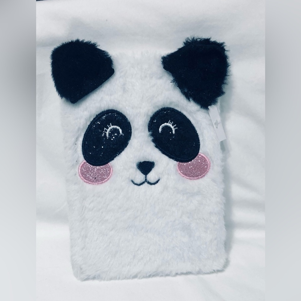 Panda plush Notebook. Color white  . Size 8”L X 5” W
